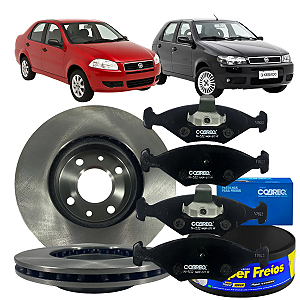 Kit Disco Freio Dianteiro Pastilha Palio Siena 2000 Á 2009