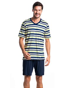 Pijama Masculino Curto em Viscose Daniela Tombini 9564 - Azul