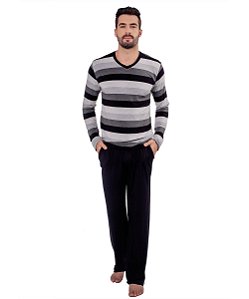 Pijama Masculino Longo em Viscose Podiun 228115 - Preto