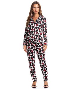 Pijama Feminino Longo Abotoado Daniela Tombini 3468 - Preto