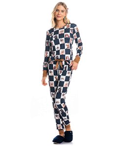 Pijama Feminino Longo Daniela Tombini 3638 - Azul