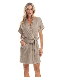 Robe Feminino Curto Atoalhado Daniela Tombini 5808 - Areia