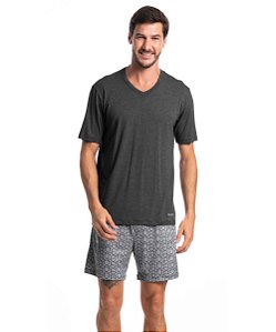 Pijama Masculino Curto Viscose Daniela Tombini 4868 - Cinza