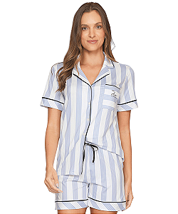 Pijama Feminino Curto Abotoado Lua Lua 401880 - Azul