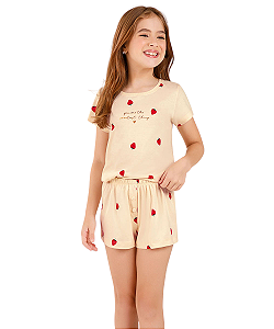 Pijama Feminino Curto Infantil Cor com Amor 67639 - Off White