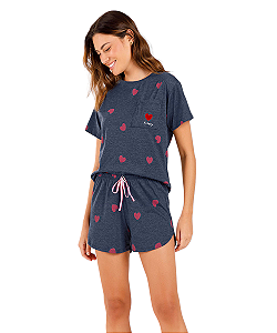 Pijama Feminino Curto Cor com Amor 13801 - Marinho