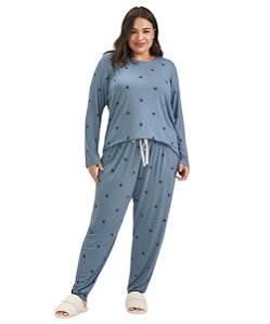 Pijama Feminino Longo Cor com Amor 2020022 - Azul