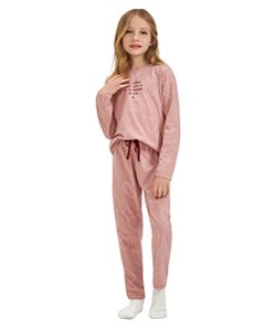 Pijama Longo Infantil Feminino Cor com Amor 2050035 - Rosa