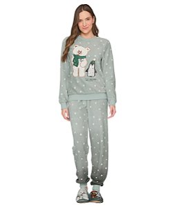 Pijama Feminino Longo em Fleece Lua Lua 100112181