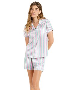 Pijama Feminino Curto Abotoado Cor com Amor 2010366 - Listrado