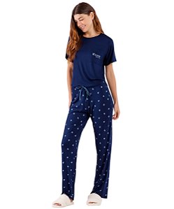 Pijama Feminino Calça Manga Curta Cor com Amor 2010573