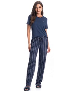Pijama Feminino Longo Manga Curta Daniela Tombini 1794
