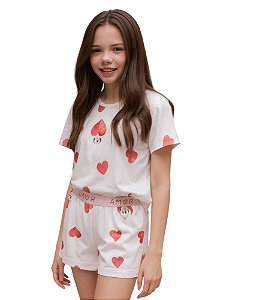 Pijama Feminino Infantil Manga Curta Cor com Amor 2050140