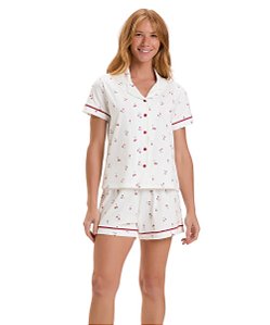Pijama Feminino Curto Abotoado Cor com Amor 2010855