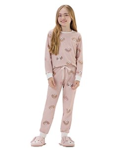 Pijama Feminino Infantil Longo Cor com Amor 2050194