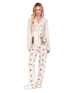 Pijama Feminino Longo Abotoado Lua Lua 103110585