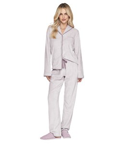 Pijama Feminino Longo Abotoado em Fleece Lua Lua  002.1122.85