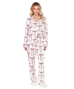 Pijama Feminino Longo Abotoado em Satinê Lua Lua 100110585