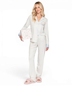 Pijama Feminino Longo Abotoado Lua Lua 111110585