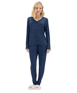 Pijama Feminino Longo Abotoado Cor com Amor 2011255