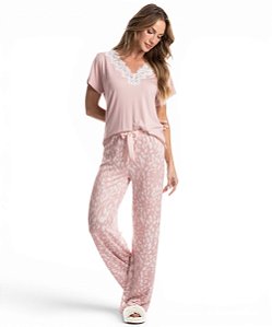 Pijama Feminino Longo Manga Curta Daniela Tombini 5218F