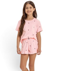 Pijama Feminino Infantil Manga Curta Cor com Amor 2050215