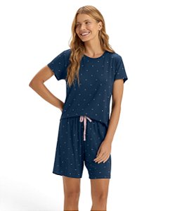 Pijama Feminino Manga Curta Com Bermuda Cor com Amor 2011563