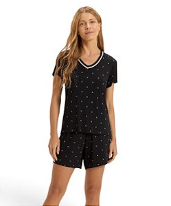 Pijama Feminino Manga Curta Com Bermuda Cor com Amor 2011565