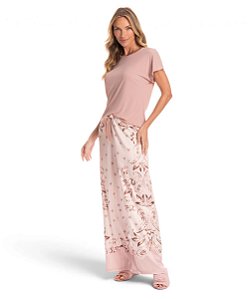 Pijama Feminino Longo Manga Curta Daniela Tombini 7874F