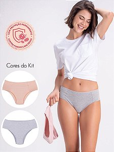 Kit 2 calcinhas de cotton 6919 - Bege