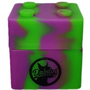 Container Silicone DabDog Lego Quadrado 9ml Verde/Roxo - Unidade