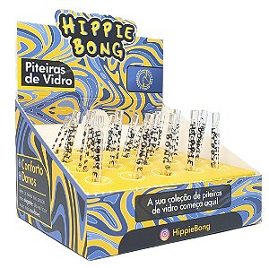 Piteira de Vidro Longa Hippie Bong 5mm C/ Bucal - Display 20 un