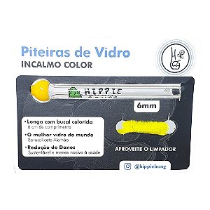 Piteira de Vidro Longa Hippie Bong Incalmo Color 6mm C/ Bucal - Unidade