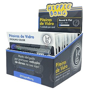 Piteira de Vidro Longa Hippie Bong Incalmo Color 6mm C/ Bucal - Display 12 un