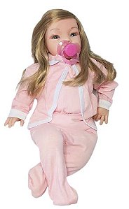 Bebê Tipo Reborn Menina Loira Cabelo Longo