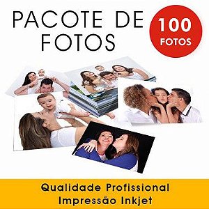 Pacote de 100 fotos 10x15 (sem borda) - Impressão Inkjet