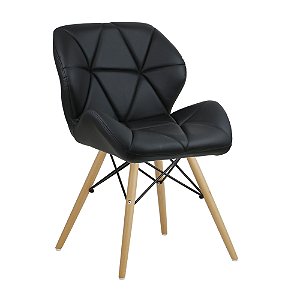 Cadeira Confort Preto Wood em PU