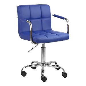Cadeira Turquia Azul Safira em PU e Base Aranha Cromada