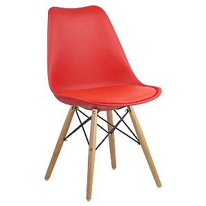 Cadeira Vermelha Charles Eames Dsw Soft em PP/PU