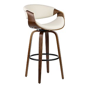 Banqueta Grife (Nicole) de Luxo Creme Base Madeira Altura 68 cm