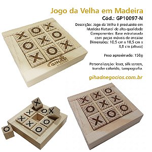 Jogo da Velha em Madeira Personalizado