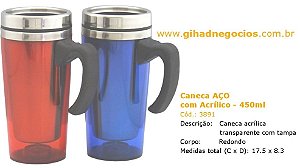 Caneca Metal com ACRILICO  6520  - MAIS MODELOS