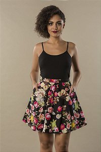 Saia Godê Floral Black