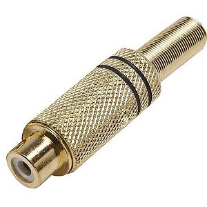 Plug Conector Rca Fêmea Gold Preto