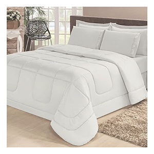 Cobreleito Solteiro Matelassado Percal 180 Fios Quality 50% Algodão/50% Poliester Branco 1,60X2,40m
