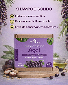 Shampoo Sólido de Açaí 65g (Açaí Solid Shampoo 65g)