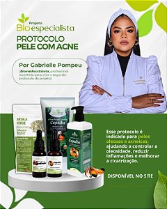 Protocolo  pele com acne: argila verde, óleo de copaíba, óleo de andiroba, creme de copaíba e sabonete em barra