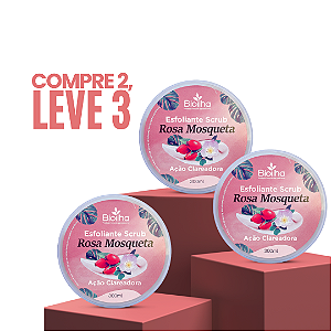 03 Esfoliantes Scrub de Rosa Mosqueta 300ml - Compre 2, Leve 3.