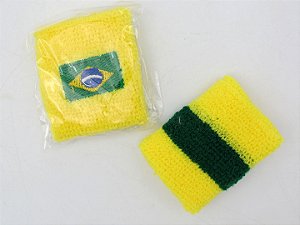 Bracelete Munhequeira Esportiva Torcida Brasileira Bandeira Copa Mundo Faixa Elastica