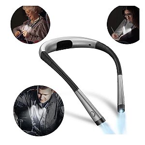 Lanterna Flexível Pescoço Lâmpada Luz Leitura USB Recarregável Portátil
